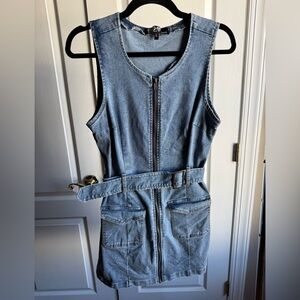 Denim Sleeveless Zip-Up Dress